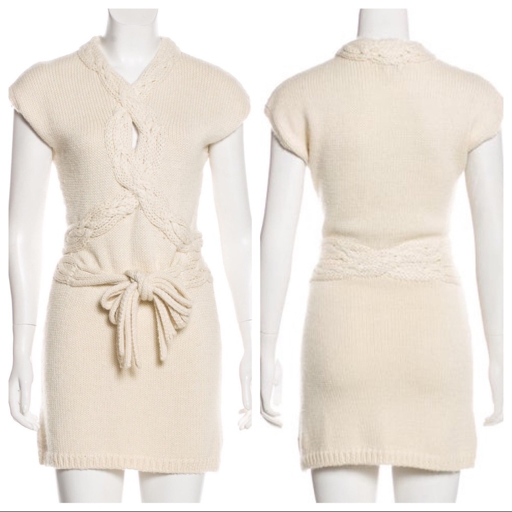 Adam Lippes Baby Alpaca Knit Braided Dress Belted